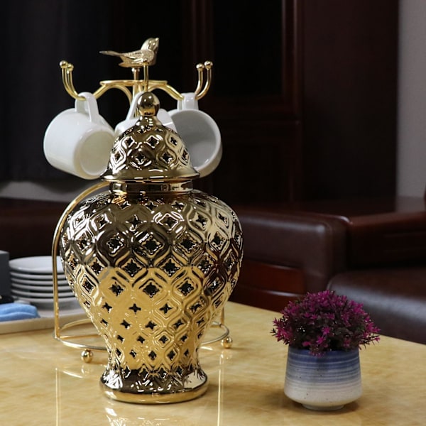 Modern keramisk ingefärsburk Heminredningsförvaring med lock Temple Jar