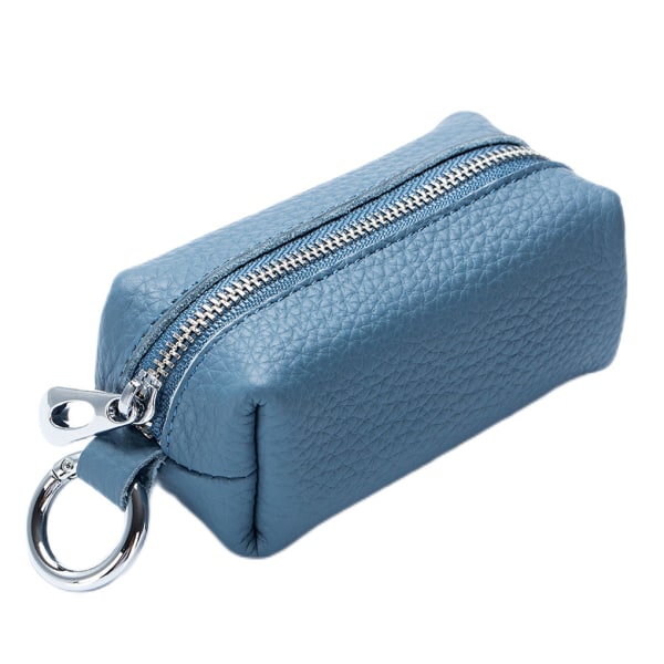 Kvinnor Plånbok Lädernycklar Portable Key Chain Purse Organizer Light Blue