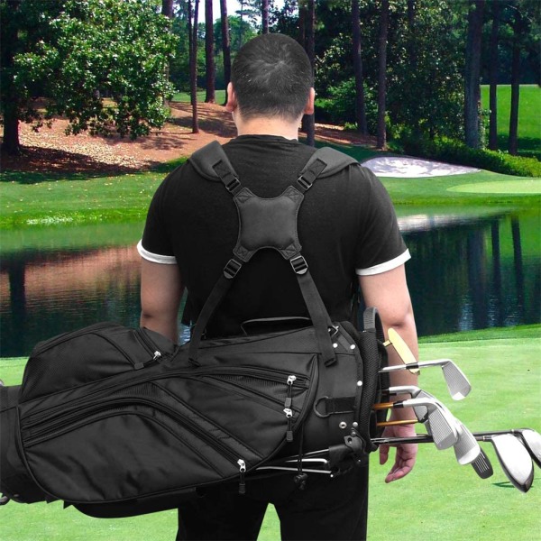 Golfväska med dubbel axelrem Vadderad Oxfordduk Justerbar Black