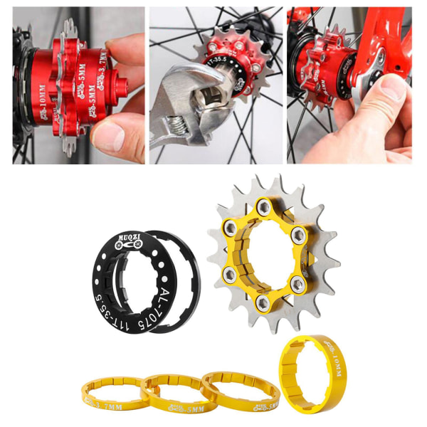 1/2/3/5 Single 1 Speed ​​Cassette Cog Fixed Gear Conversion Set Gold 17T 1Set