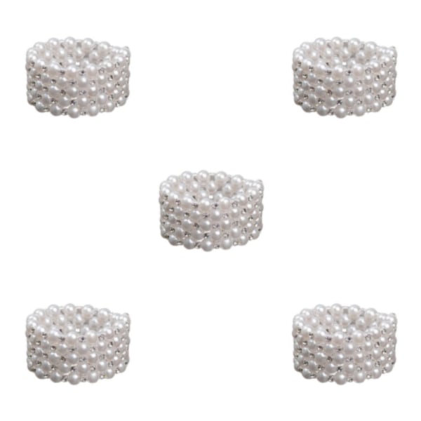 1/2/3/5 Dam Chic Pearl Rhinestone Stretch Armband för brud White 5 Row 5Set