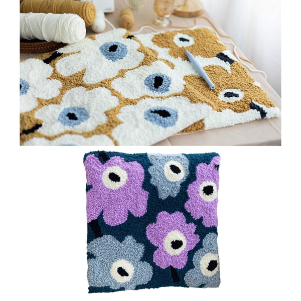 Printed cover Kit Snygg matta Punch Nål Set Blue Purple Flower