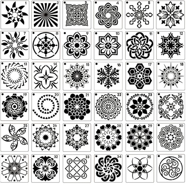 Mandala Stencils Mall Set Dot Painting Hollow Stencil för No.01 b046 ...