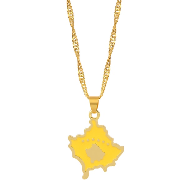 1/2/5 Alloy Statement Piece Kosovo Karta Flagga Halsband Symbol Of gold 1Set