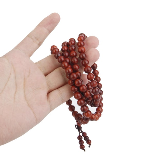 Sandelträ Buddhist Prayer Mala Halsband Armband 108 8MM Pärlor