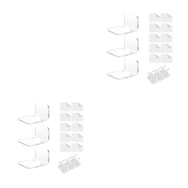 1/2/3/5 3 stycken vägghyllor-ställ för enkel installation Snygg clear 2Set