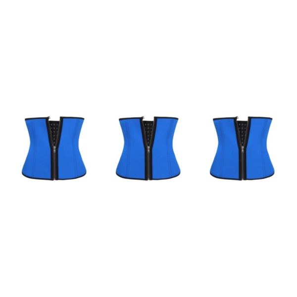 1/2/3 Kvinnor För Dragkedja Waist trainer Push up Väst Mage Blue M 3PCS