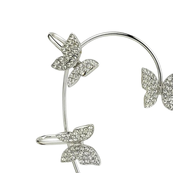 1/2/3/5 Clip Earring För Butterfly Ear Cuff Clip för Daily Silver Right 5.2cm 1Set