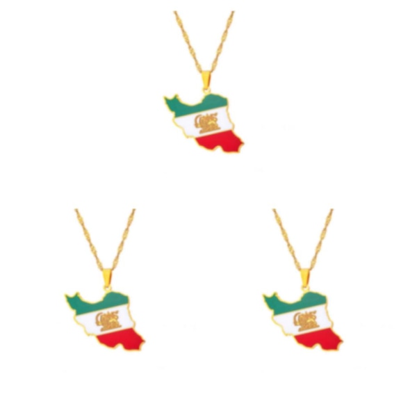 1/2/3/5 Iran Map Pendant Halsband Minimalistisk mångsidig stil gold 3Set