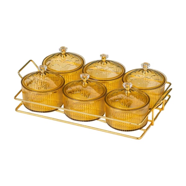 1/2 Snackrätter Förvaringsbehållare Fruktbricka för bänkskiva 3 6 Bowls Gold 1 Pc