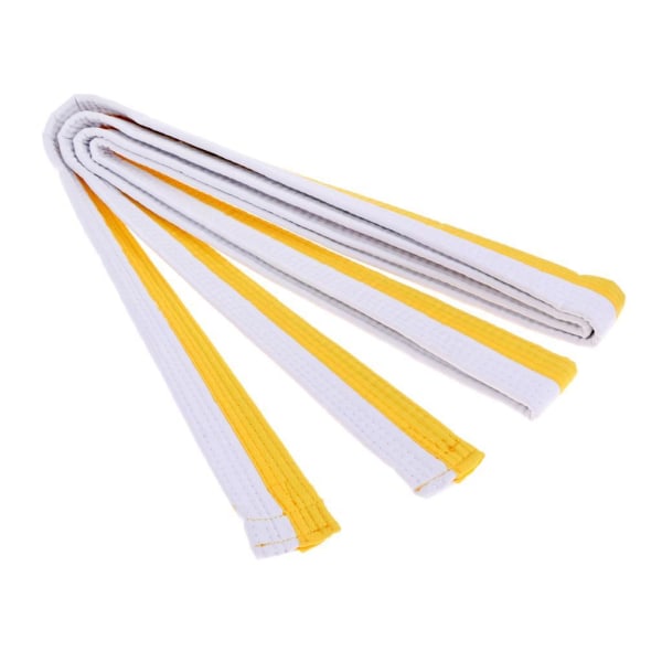 1/2 Taekwondo bälte Karate Martial Arts Aikido dubbelt omlottbälte White and Yellow 280x3.85 cm 1Set