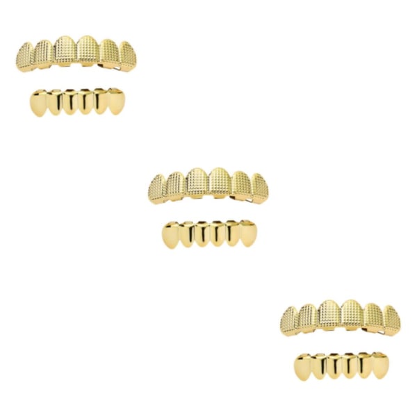 205-01-03 Hip Hop Grill Fake Mouth Smycken Cosplay Decor Golden 3Set