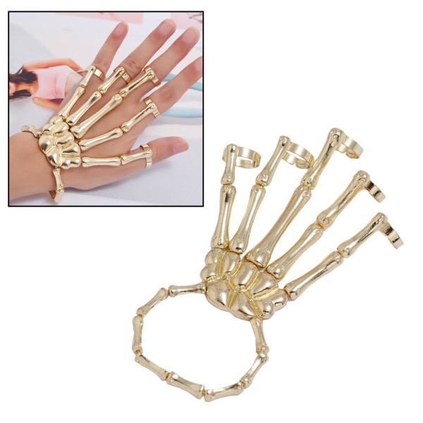 1/2/5 Elastiskt Skeleton Hand Armband med Ringar för Party Gothic gold 1 Pc