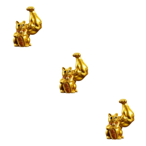 1/2/3/5 Lucky Cat Figurine Feng Shui Staty Skulptur för Gold Left 3PCS