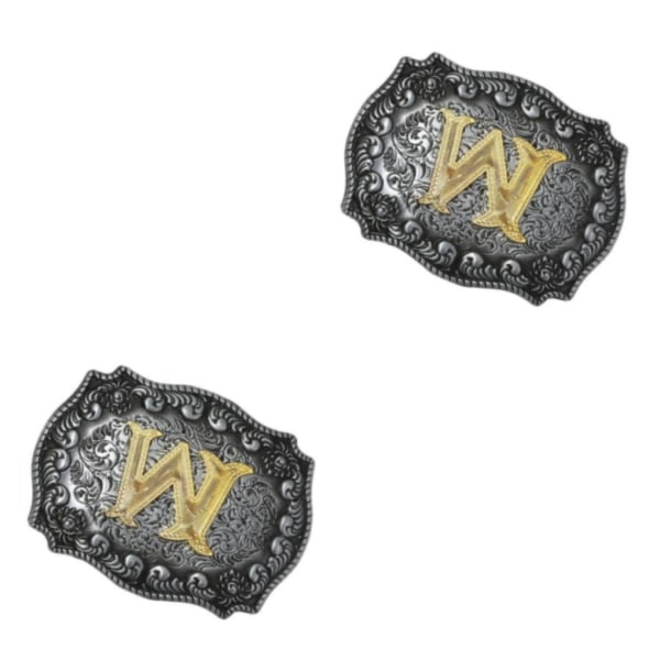 1/2/3/5 Western Cowboy Golden Initialbokstav A-Z metallbälte letter W 2Set