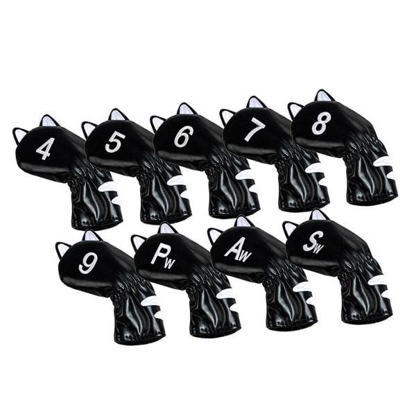 1/2/3/5 För Golf Head Covers Mallet Putter Professionals Black 9 Pcs Iron 1Set