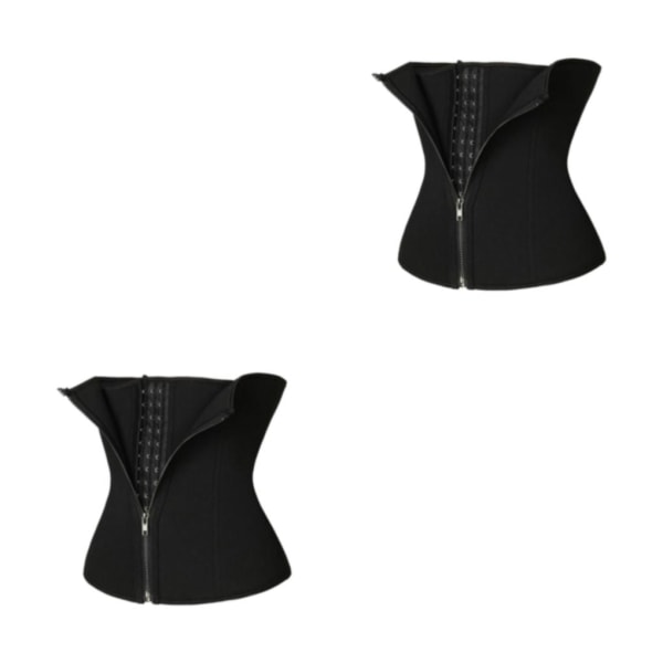 1/2/3 Kvinnor För Dragkedja Waist trainer Push up Väst Mage Black XXXL 2PCS