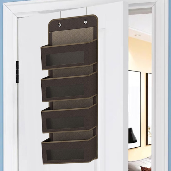 Dörrgarderob Organizer 4 Fickor Klädvägghängande för sovrum Dark Brown