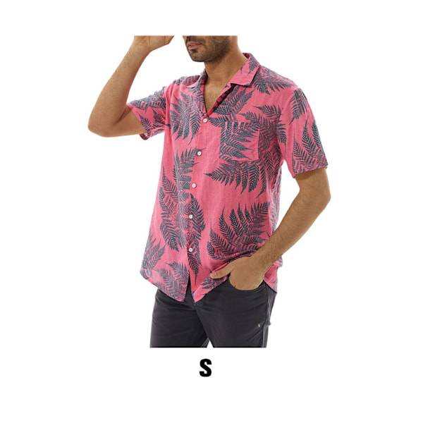 1/2/3/5 Bekväm hawaiiansk skjorta - kortärmad moderiktig pink S 1 Pc