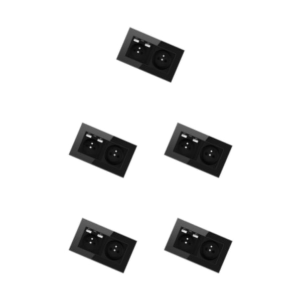 1/2/5 fransk 2,1A USB vägguttag laddare 16A duplexuttag Black 5PCS