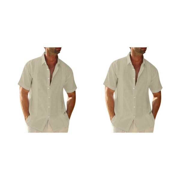 1/2 Resande Fotvandring Herr Button Down Skjorta Sommar Enkel Khaki XL 2PCS