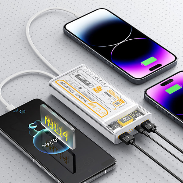 Laddnings Powerbank för Mobiltelefon med Smarta LED-Indikatorer black 20000mah