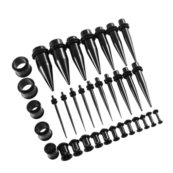 1/2/3/5 36 delar Öronmätare Stretching Kit Pluggar För Taper Black 36 Pcs 5Set