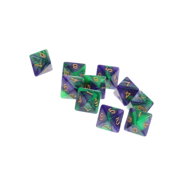 1/2/3/5 10 st 8-sidiga tärningar D8 polyedriska tärningar för fängelsehålor Green Purple 1 Pc