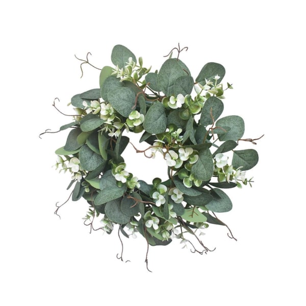 1/2 konstgjorda gröna löv girland för fönster väggdekor Eucalyptus Wreath 2PCS