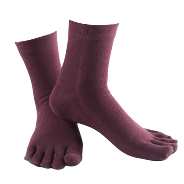 1/2/3/5 1Par För Comfy Five Toe Strumpor Bomull High Crew Sock Purple 1Set