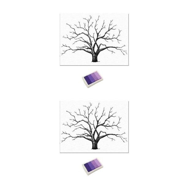 1/2 tumavtryck Träd Finger Målning Bröllop Gästbok Vackert Purple 2PCS