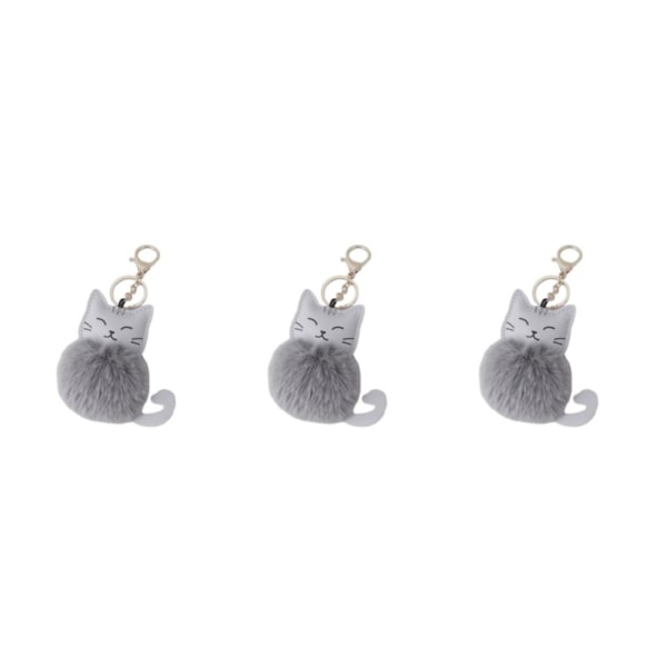1/2/3/5 läder bedårande katt nyckelring måste ha för nyckelring Grey 3Set