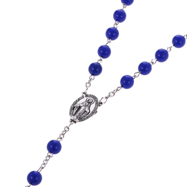 1/2/3/5 Mens Hip 8mm pärla Rosenkrans Be Hand Jesus Cross hänge Blue 1Set