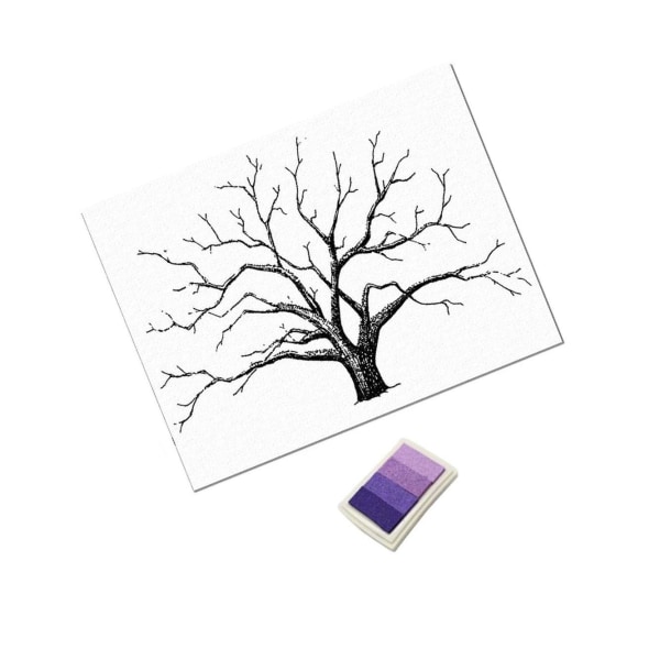 1/2 tumavtryck Träd Finger Målning Bröllop Gästbok Vackert Purple 1 Pc