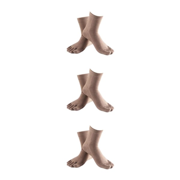 1/2/3/5 1Par För Comfy Five Toe Strumpor Bomull High Crew Sock Khaki 3Set