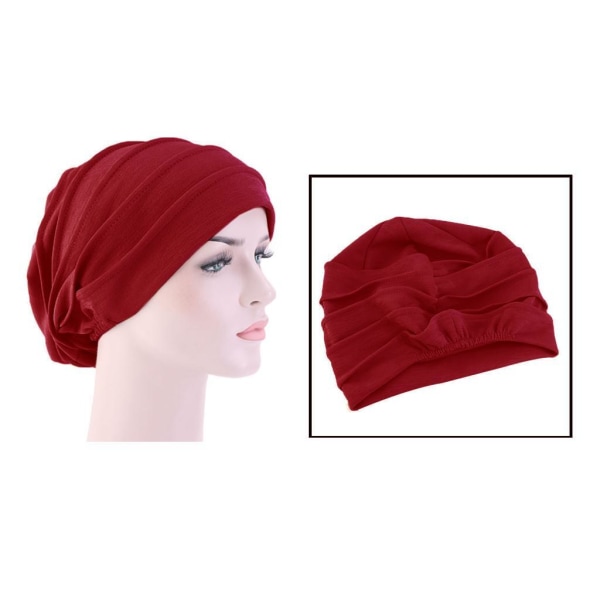 1/2/3/5 Cap Bomullshuvud För Cover Håravfall Mjuk Purplish Red 56-58cm 1Set