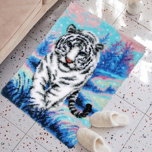 Matthakningssatser Gör-det-själv-matta virkade garnsatser till jul White Tiger