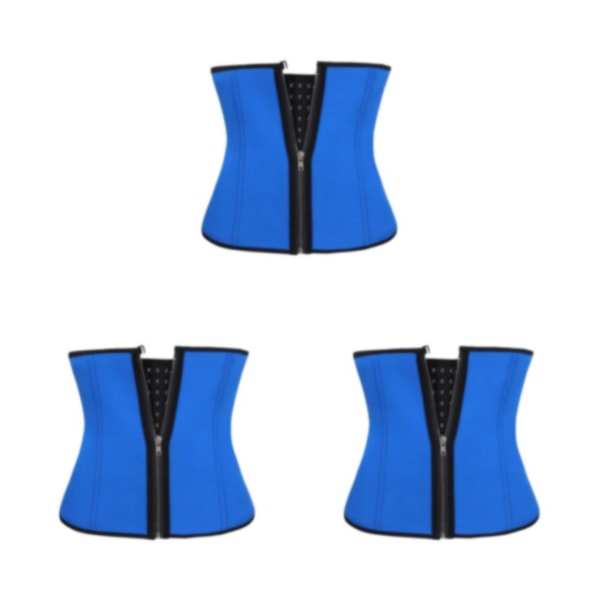 1/2/3 Kvinnor För Dragkedja Waist trainer Push up Väst Mage Blue S 3PCS