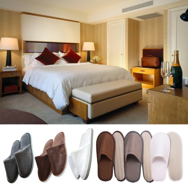 1/2/3 10 Par Coral Fleece Hotel Tofflor Hem Skor Resa Gäst Brown 2 1 Pc