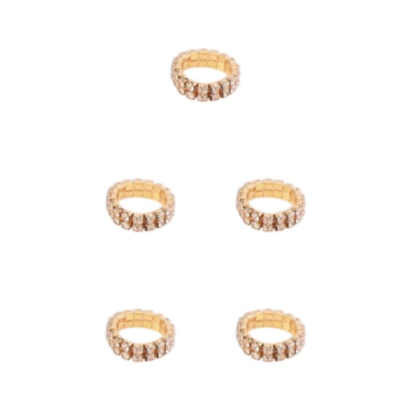 1/2/3/5 Stretch Crystal Ring Utsökt inläggning för Elegant golden 2 rows 5PCS