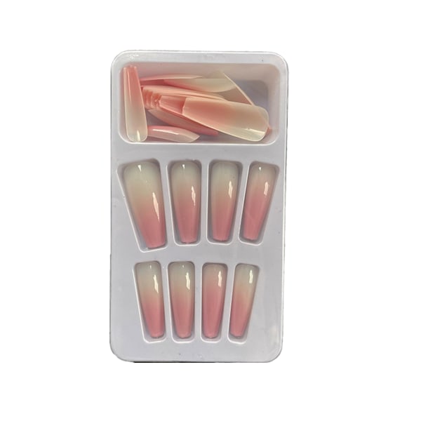 1 Set in French Tip Press on Nails Gradient Extension fingernaglar Type 13 2g glue,24Pcs jelly