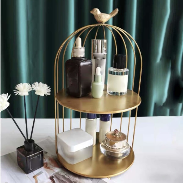 Metallstänger Make up Bird Cage Storage Cosmetic Holder Iron model 2 layer