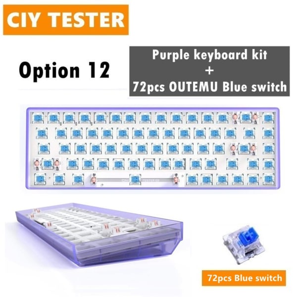 1/2/3 Tester68 Mekaniska tangentbordssatser för ultrasnabb purple option 12 1 Pc