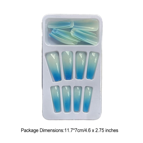 1 Set in French Tip Press on Nails Gradient Extension fingernaglar Type 15 2g glue,24Pcs jelly