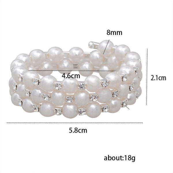 1/2/3/5 Dam Chic Pearl Rhinestone Stretch Armband för brud White 3 Row 1Set