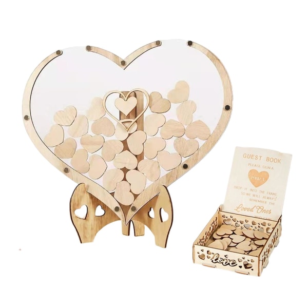 Rustik bröllopsgästbok Drop Box-dekor för jubileums vintage Transparent Heart