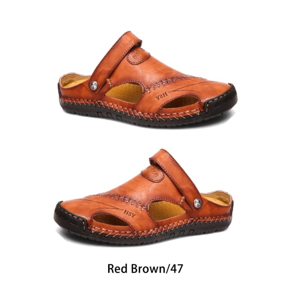 1 par man sandal vattentät enfärgad ersättning strandskor Red Brown 47