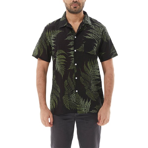 1/2/3 Hawaiian Beach Shirt Kortärmad Tropical Leaf Vintage Black XL 1 Pc