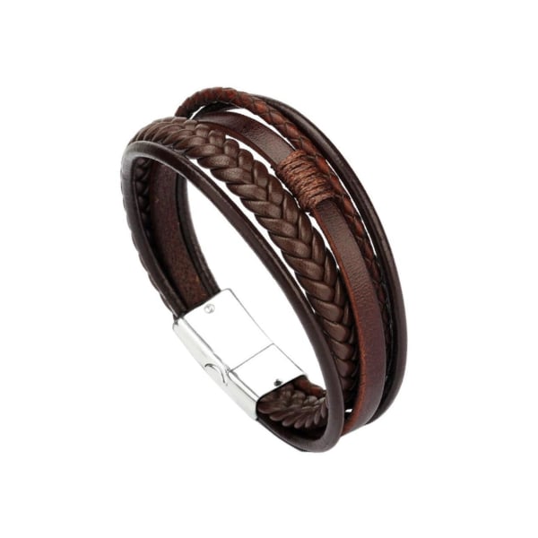 1/2/3/5 Punkflätat PU-läderarmband Casual Gothic Etniskt Brown Silver Metal Type 2 1Set