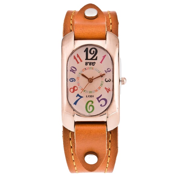 1/2/3/5 Klassisk watch med mjukt och slitstarkt läderband orange 1Set